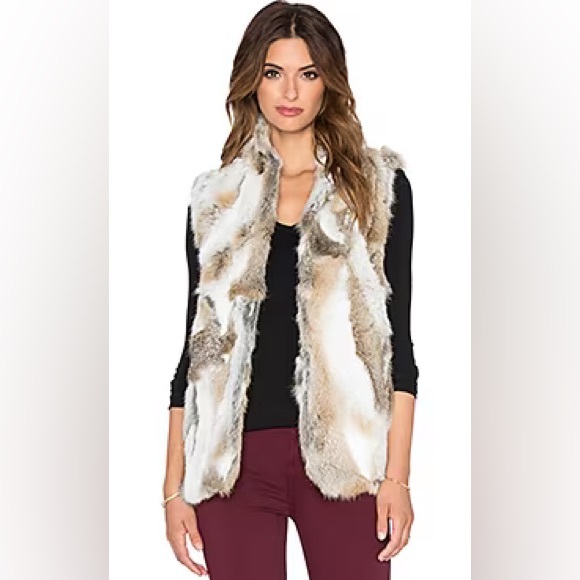 NWOT ADRIENNE LANDAU textured rabbit fur vest - Picture 1 of 3